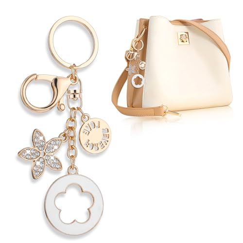 Molain Flowers Charms Enameled Keychain Chain Tassel Keyring Keychain Accessories Cute Keychain Cute Keychains for Women Girls Purse Bag Accessories Jewellery